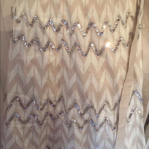 BCBG MAXAZRIA SILVER SEQUIN A-LINE STONE BOHO XS - Picture 4 of 8